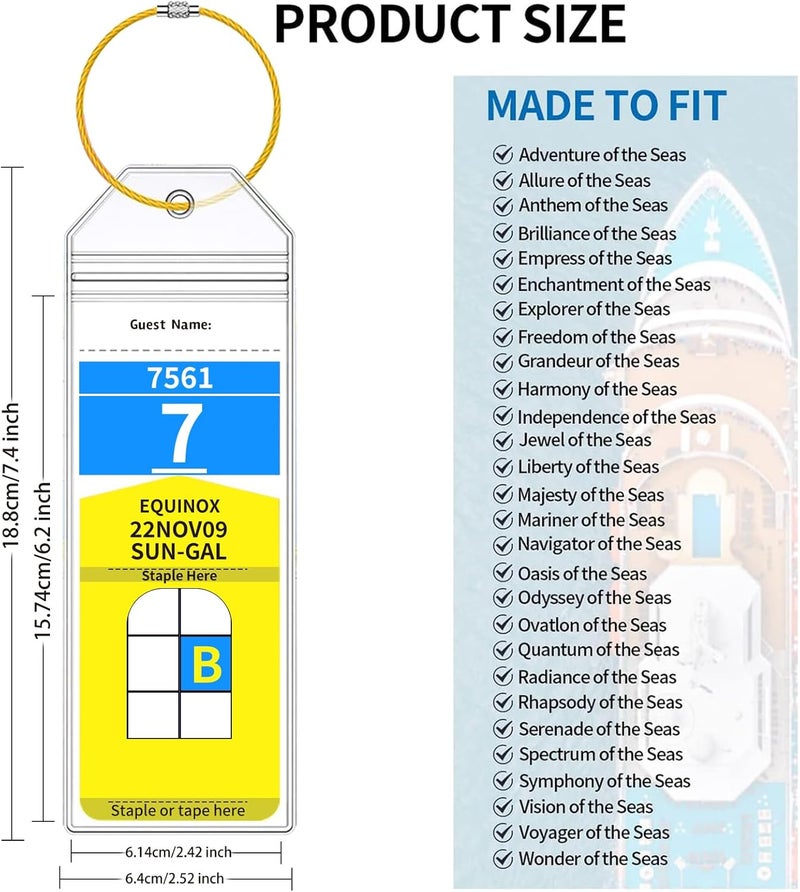 XIANGXING Royal Caribbean & Celebrity Luggage Tag Holders With Cruise Lanyards - Zip Seal Clear Holders and Badge Holders for Ship Cards (6 Tag Holders + 3 Lanyards) - Image 2